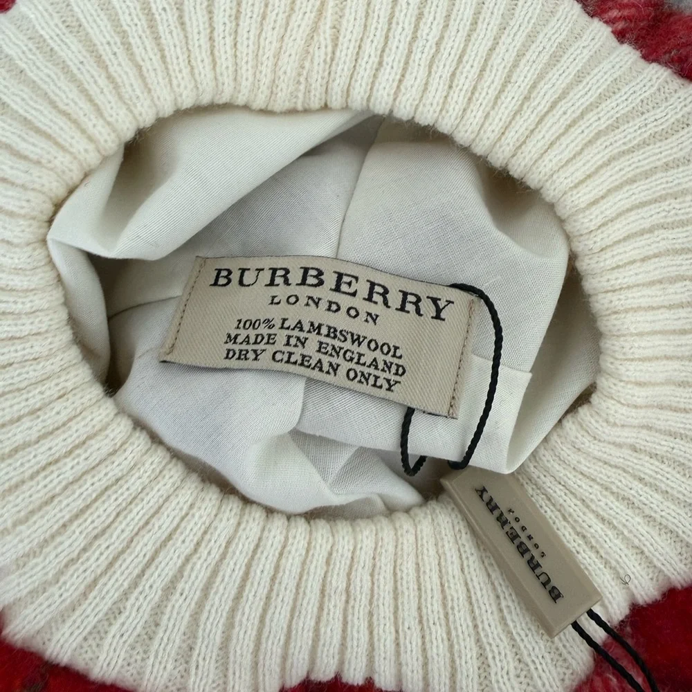Burberry Kids Plaid Beret in Red and Green